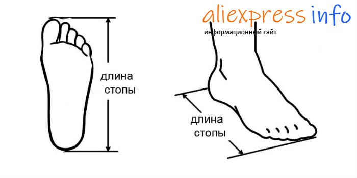 определить размер обуви с Алиэкспресс